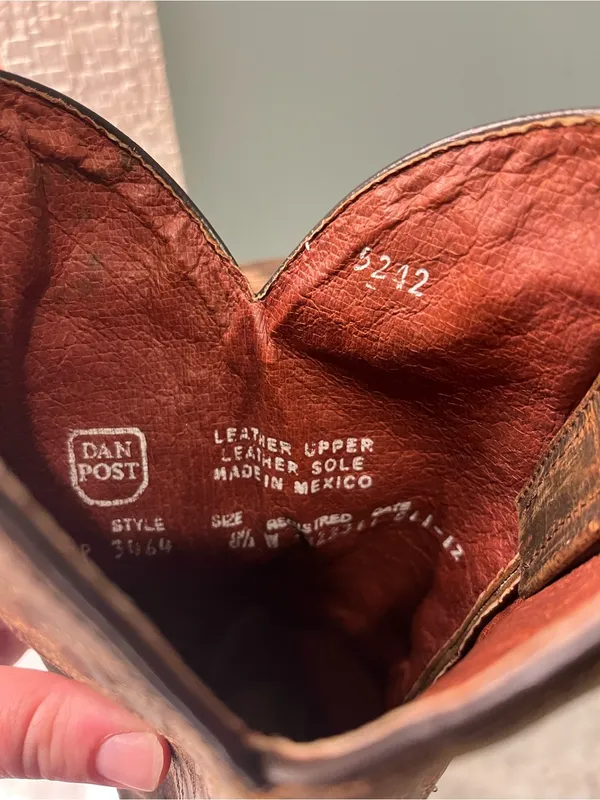 Dan Post Red-Brown Leather Cowboy Boot Interior - Image 8