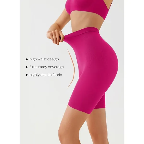 Womens High Waist Seamless Body Shaper Shorts Tummy Control Butt Lift Pink Large - Image 4
