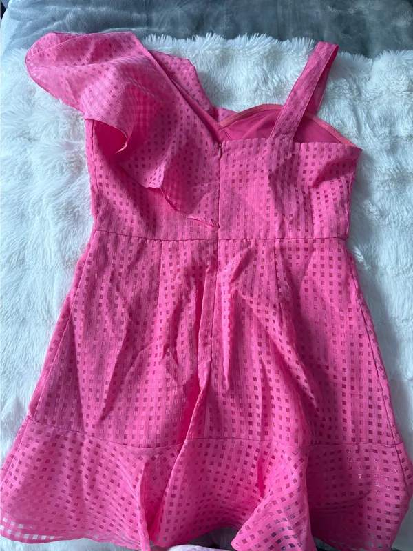 Shoefly Pink floral one shoulder dress with ruffle hem - Image 3