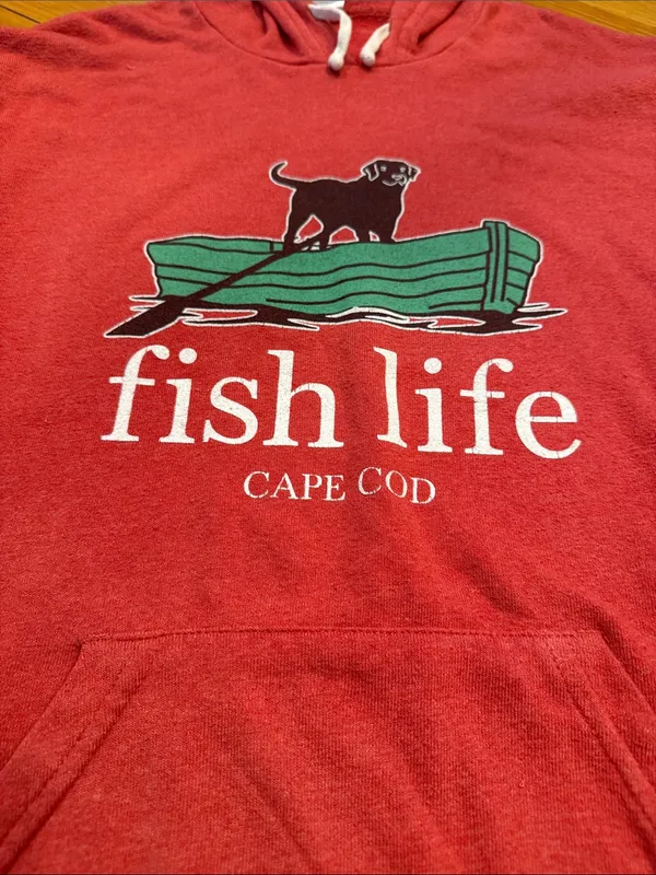 Cape cod fish life hoodie sweatshirt size medium. Red - Image 2