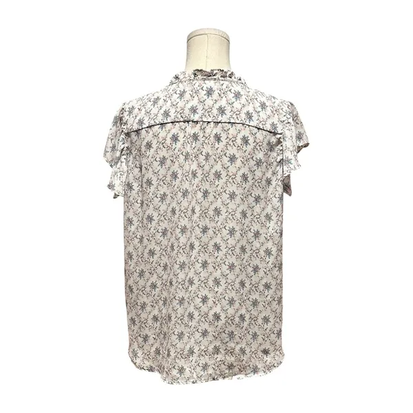 LOFT Women's Floral Ruffle Sleeve Top Size Large Petite - Image 4