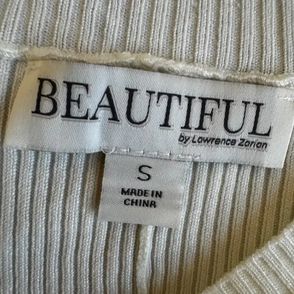 BEAUTIFUL by Lawrence Zarian Rayon Blend Elegant White Knit Dress S Small G#56 - Image 11