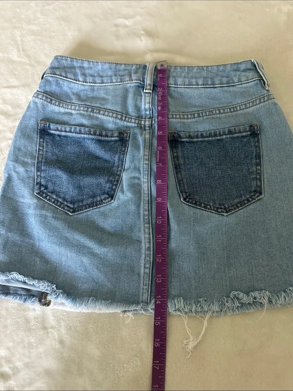 PacSun Colorblock Denim Mini Skirt - White & Blue Panels - Image 5