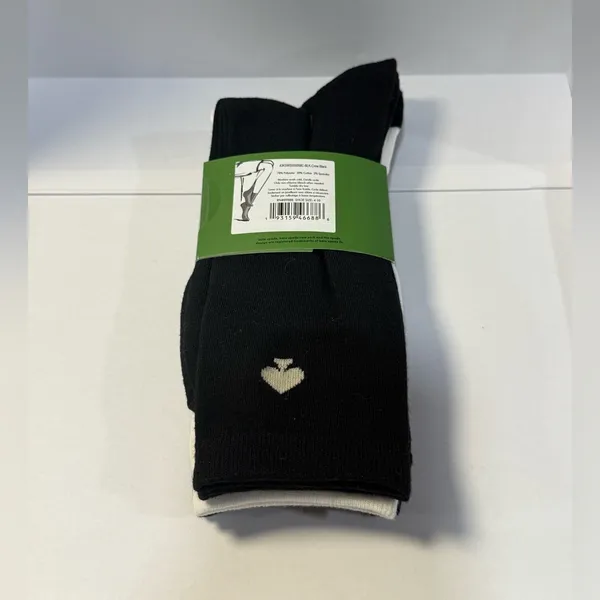 Kate Spade New York Black Crew Socks 3-Pack Bow Print NWT - Image 3