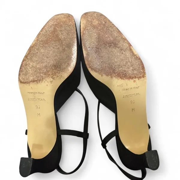 Vintage Ann Taylor Black Slingback‎ Heels 9.5 Made in Italy - Image 2