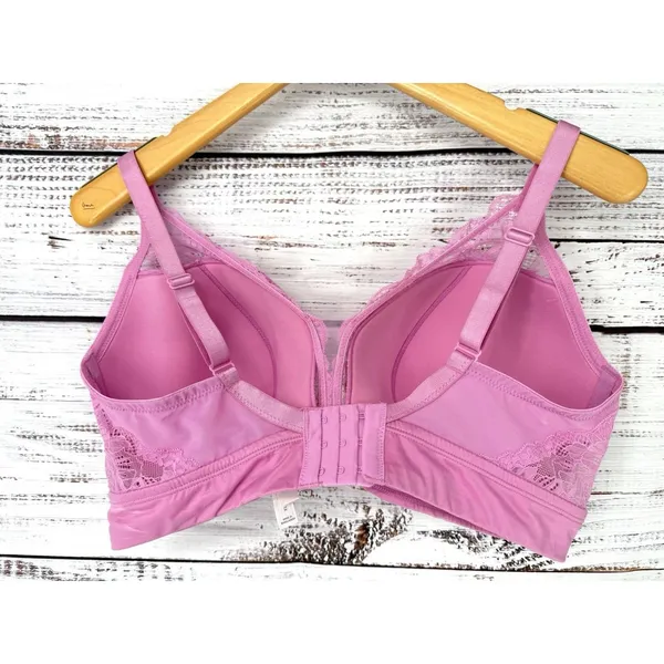 Auden Lightly Lined Bralette Womens 1X Lace‎ Stretch Comfort Light Pink Bra - Image 2