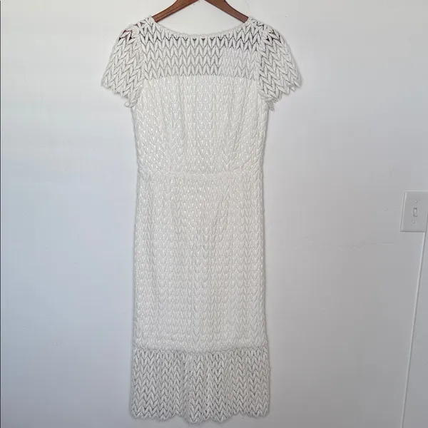 Kay Unger Tatum White Lace Illusion Sheath Midi Dress Size 4 NWT - Image 2