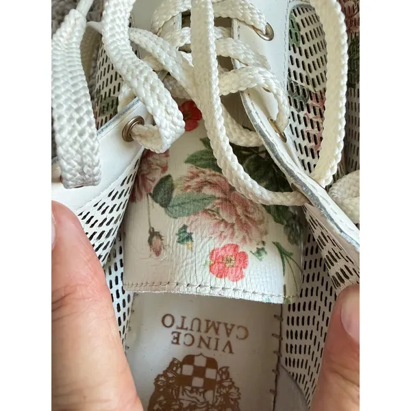 Vince Camuto Floral Perforated Leather Espadrille Platform Sneakers‎ White 7.5 - Image 4