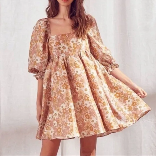 Storia Floral Puff Sleeve Dress - Image 3