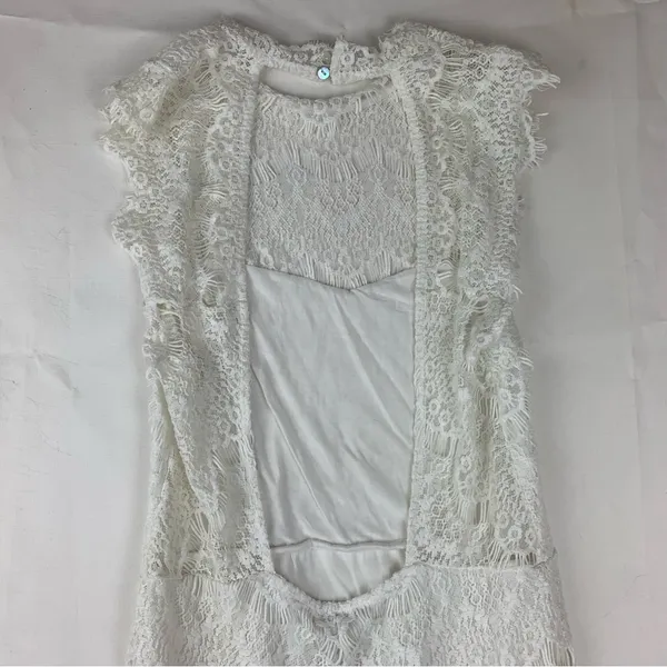 Free People size medium white lace mini dress new bridal anthro open back - Image 12