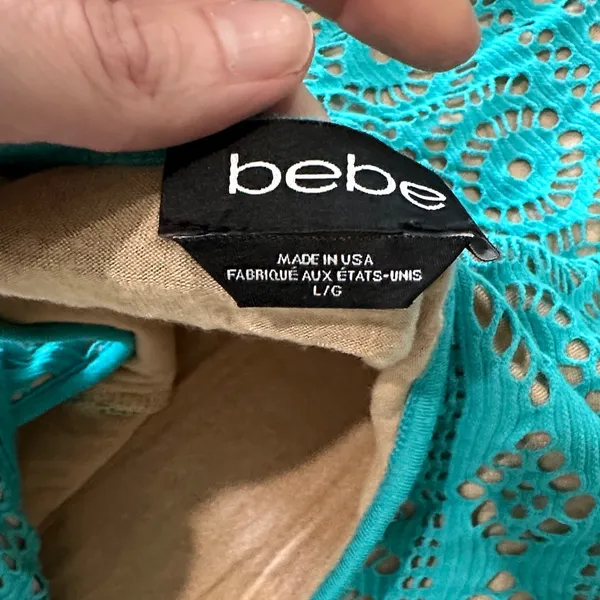Bebe Turquoise Backless Lace Dress - Image 6