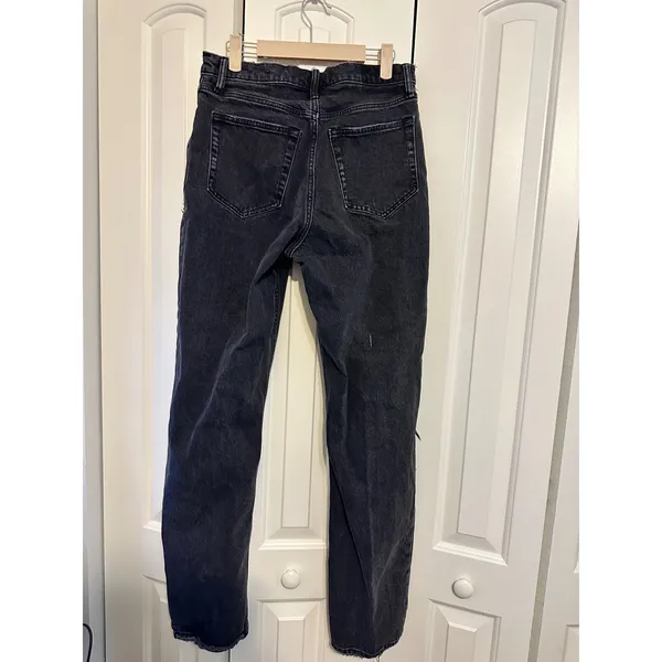Abercrombie & Fitch High‎ Rise Mom Jeans Distressed Ripped Black Wash 28/6 - Image 7