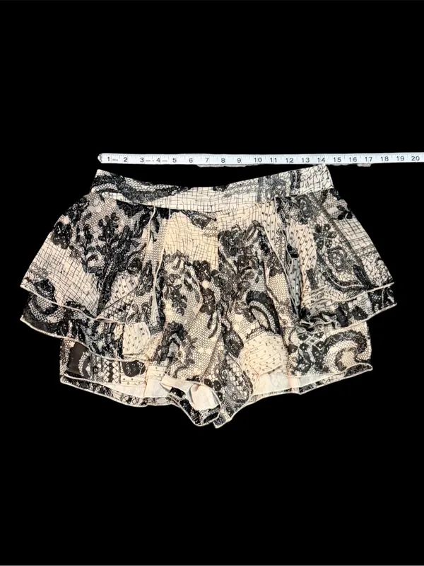 Roommates Y2K Beige & Black Floral & Paisley Print Skort Sz S - Image 7
