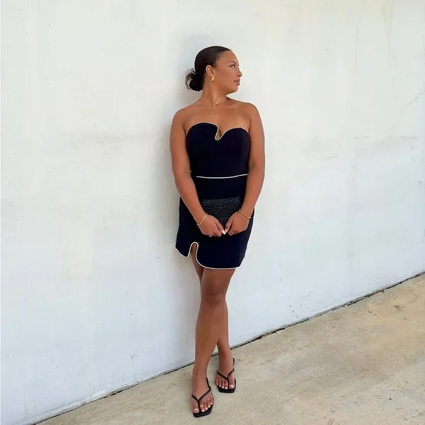 Amanda Uprichard Strapless Puzzle Mini Dress Black / White XL - Image 5
