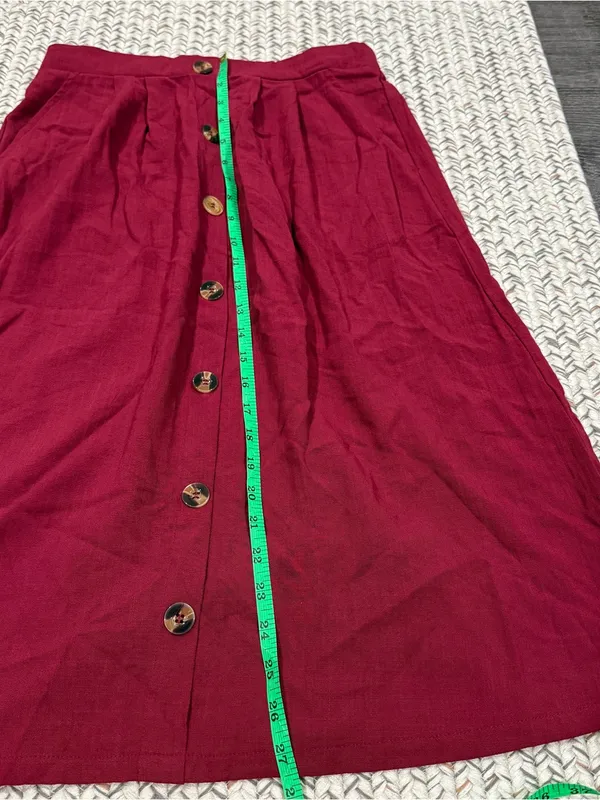 Halara Red High-Waisted Midi Casual Flare Skirt - Image 6