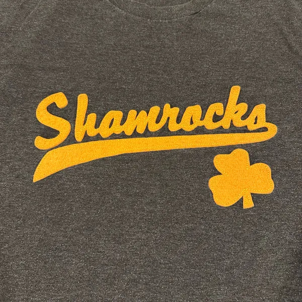 Old Navy shamrocks clover embroidered yellow dark charcoal grey cotton blend tee - Image 2