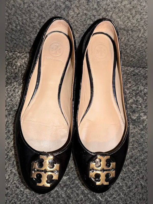 Tory Burch Claire Patent Leather Ballet Flats Size-7.5 - Image 5