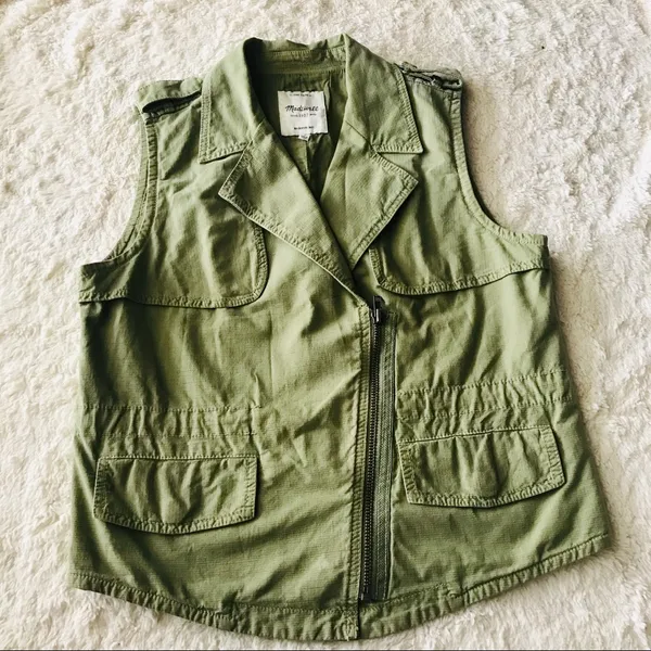 Madewell Modern Safari Utility Vest Olive Army Green Size Small - Image 8