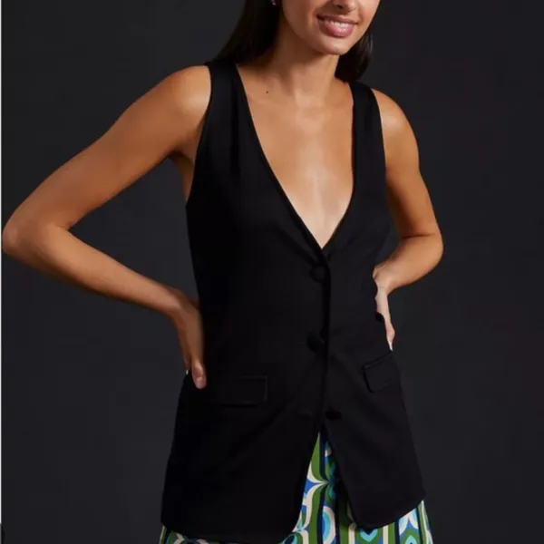 Anthropologie Maeve Ponte 3-Button Vest - Image 2