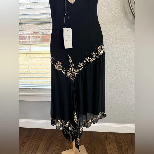 NWT Vintage Cache 90's Y2K Silk Beaded Gown Dress‎ Size 6 - Image 7