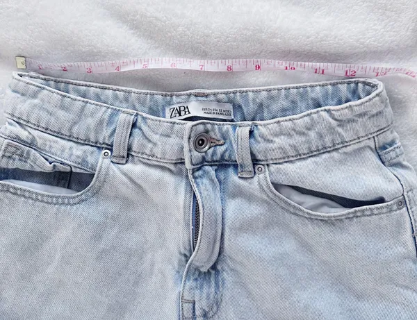 ZARA High Rise Lightwash Distressed Denim Shorts - Image 6