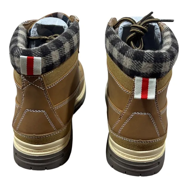 NEW Cottimo Ankle Lace Up Plaid Collar Work Boots Tan Brown Gorpcore Rugged Sz 8 - Image 5