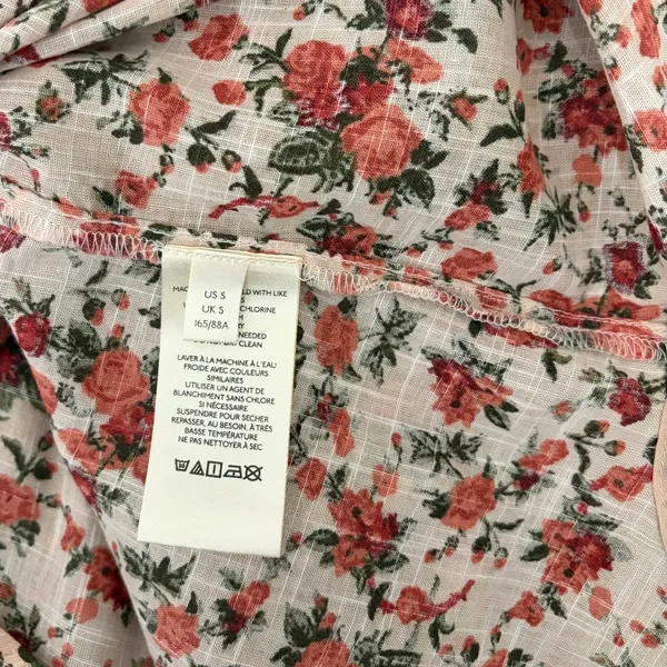 FREE PEOPLE Meant To‎ Be Blouse Floral Vintage Combo Ruffled Smocked Small - Image 13