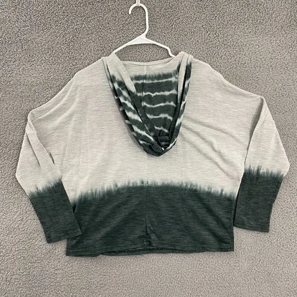 YA Los Angeles Women M Gray Green Dip Dye Pullover Casual Hoodie‎ - Image 6