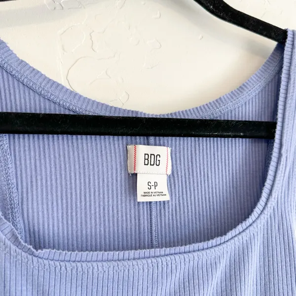 BDG | OU Ribbed Cropped Thin Cami Tank in Periwinkle Blue - Image 4