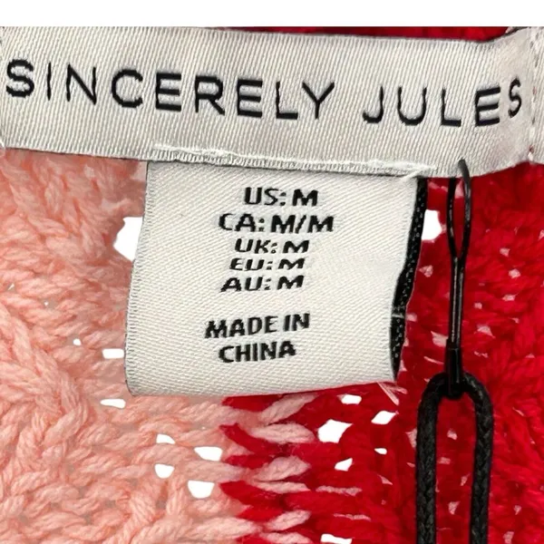 NWT SINCERELY JULES Soft GirlCozy Feminine Red Pink Crochet Size Medium - Image 6