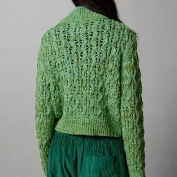 Urban Outfitters BDG Killian Quarter-Zip Pointelle Green Knit Sweater Sz M NWOT - Image 3