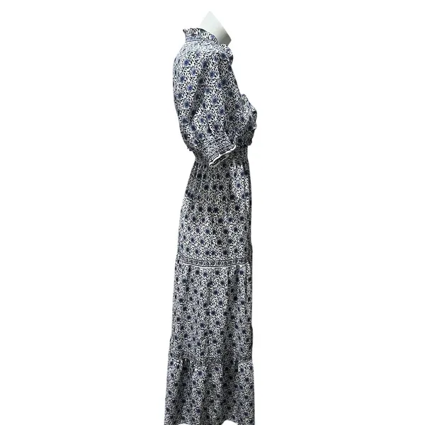 Max Studio Women's XS Blue Floral Maxi Dress Boho Chic 3/4 Sleeve - Image 3