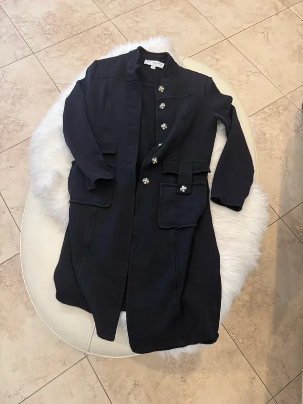 St. John Black Long Cardigan Jacket with Decorative Buttons - Image 2