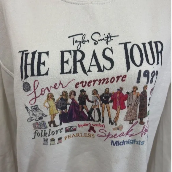 Taylor Swift The Eras Tour Graphic Sweatshirt White Gildan Heavy Blend Medium - Image 3