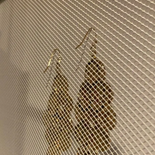Gold bling medallion dangle earrings - Image 3
