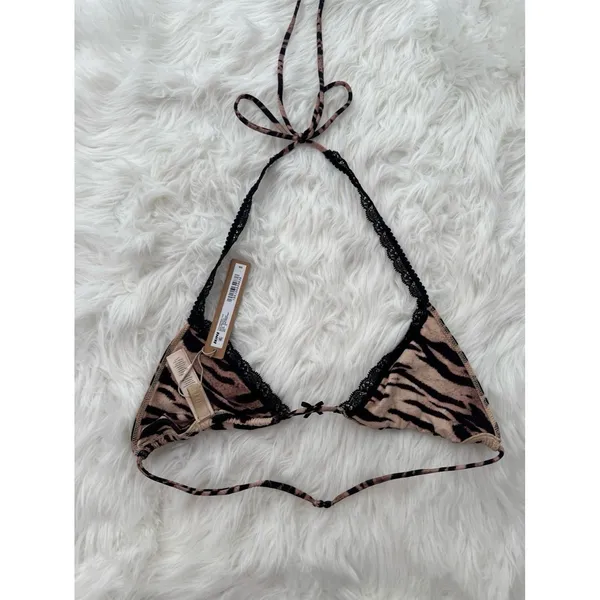 Skims Fits Everybody Lace Micro Bralette Sand Tiger Print Size 3X - Image 4