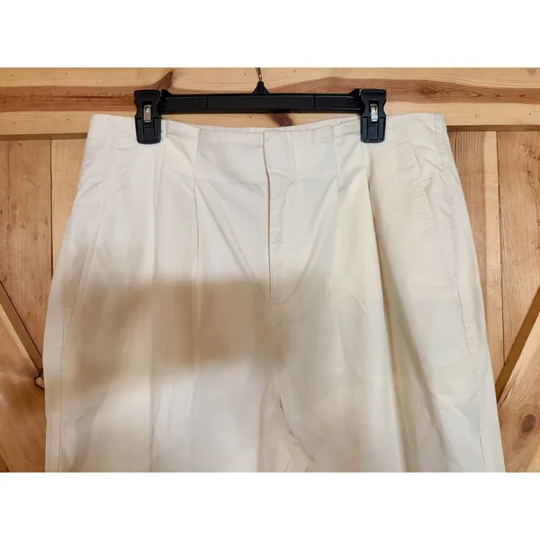 Abercrombie & Fitch 100% Cotton High Rise Wide Leg Pleated Trousers Cream 32S - Image 6
