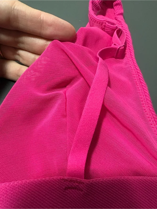 SKIMS Ribbed Cotton Blend Plunge Pink Bralette - Image 7