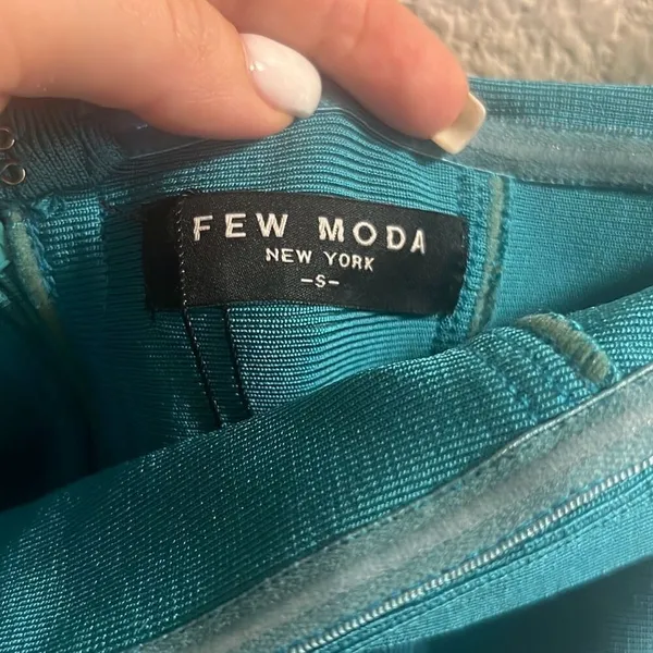 ✨Few Moda Cocktail Strapless Bondage Ruffle Trim Blue Sz Small Dress✨ - Image 5
