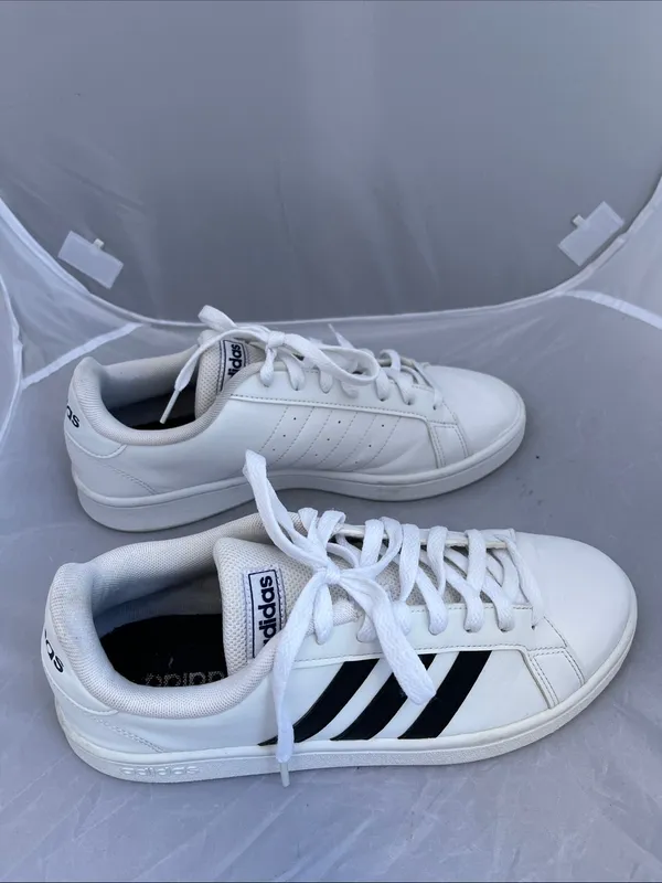 adidas Grand Court White and Black Classic Low Top Sneakers - Size 8.5 - Image 3
