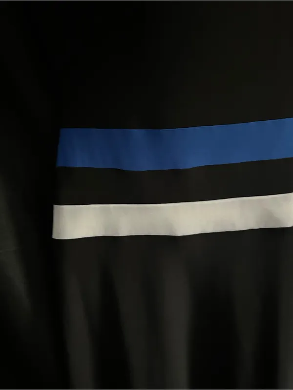 Ralph Lauren Women's Black A-Line Dress Blue & White Stripes SZ 10 - Image 6