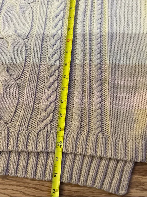 Chaps Ombre Cable Crew Sweater in Cream & Tan Size XL - Image 5