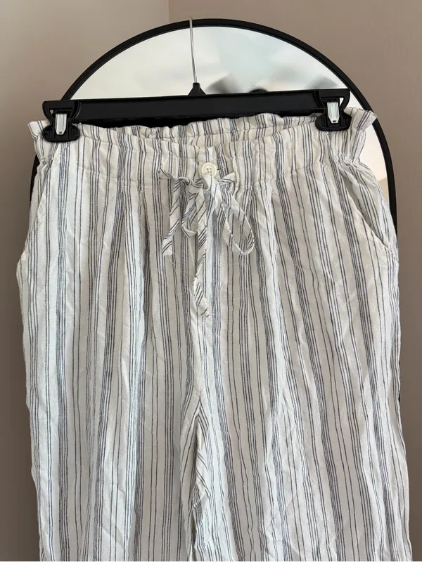 Thread & Supply White and Light Blue Striped Wide-Leg Pants - Image 2