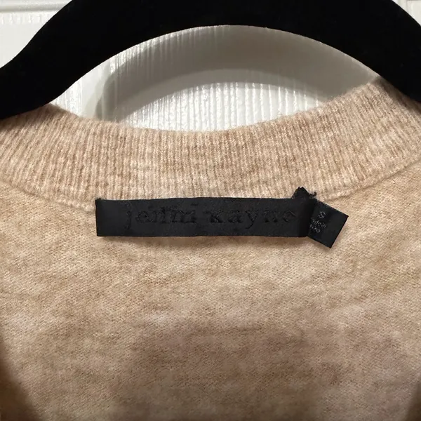 JENNI KAYNE‎ oversized crewneck sweater tan oatmeal small cashmere wool blend - Image 3