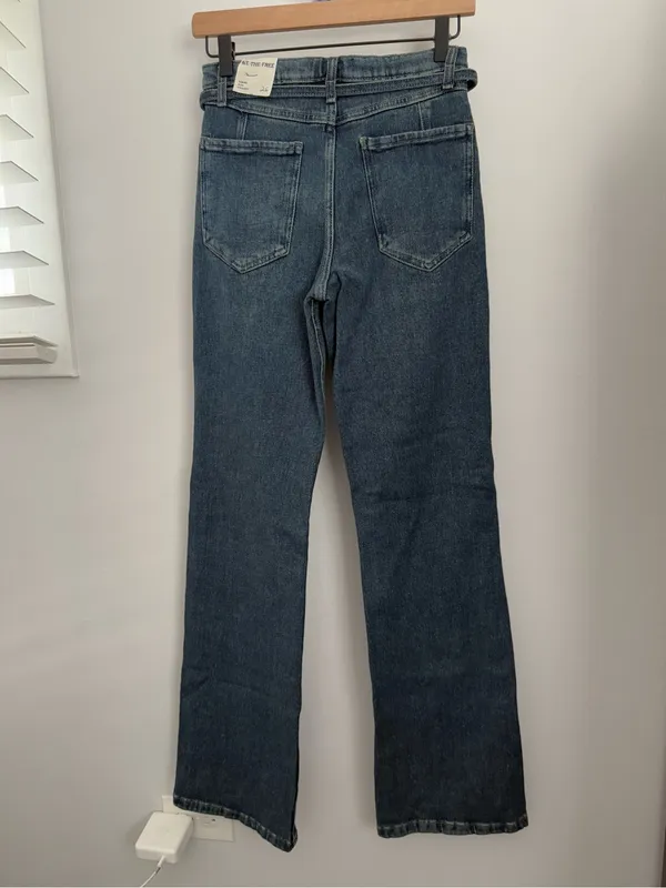 Free People 26 NEW Sabine Slim Straight Jeans Hibernate Stone Wash Rodeo Western - Image 4