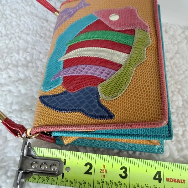 So Cute Handmade Mexican Leather Fish/Appliqué Crossbody Wallet - Image 10