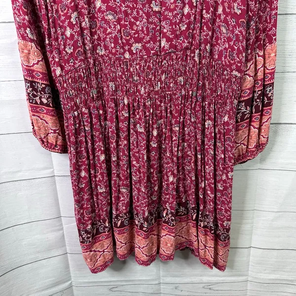 American Eagle Womens XL Long Boho Paisley Floral Gathered Mini Dress - Image 5