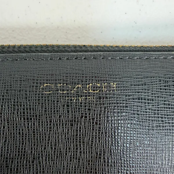Coach Wallet Saffiano Accordion Black‎ Zip Crossgrain Leather Gold Tone Hardware - Image 3