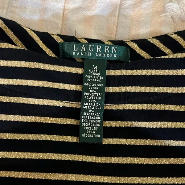 Ralph Lauren Size M Striped Squared Boatneck Long Sleeve Top - Image 11