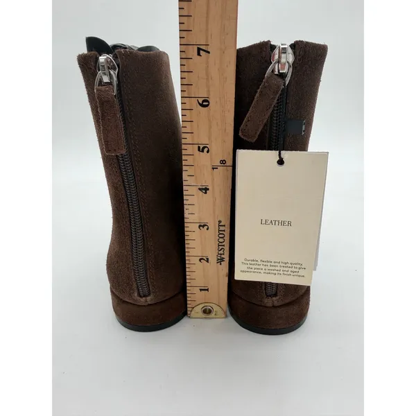 Mango Chocolate Brown Supple Bovine Suede Leather Round Toe Ankle Boots 7.5 - Image 5